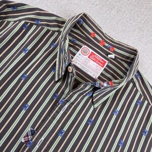 Robert Graham Freshly Laundered Shirt Men's XXL Striped Green Multicolor Button
